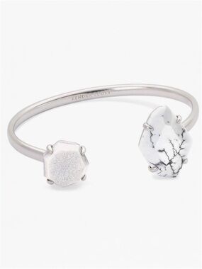 KENDRA SCOTT Silver Cynthia White Mix Stone Cuff Bracelet.